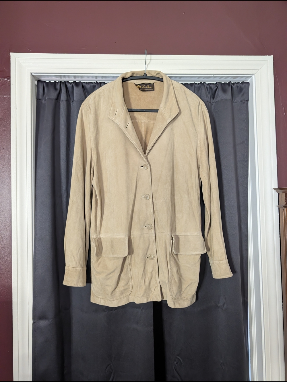 Loro Piana Suede Leather Beige Buttoned Jacket Blazer Parka Italy M